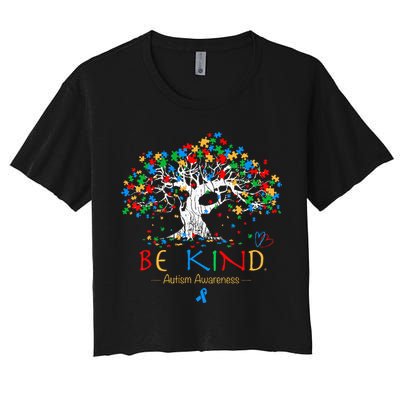 Tree Of Life Autism Awareness Month Puzzle ASD Supporter Crop Top