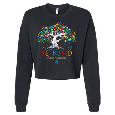 Tree Of Life Autism Awareness Month Puzzle ASD Supporter Cropped Pullover Crew
