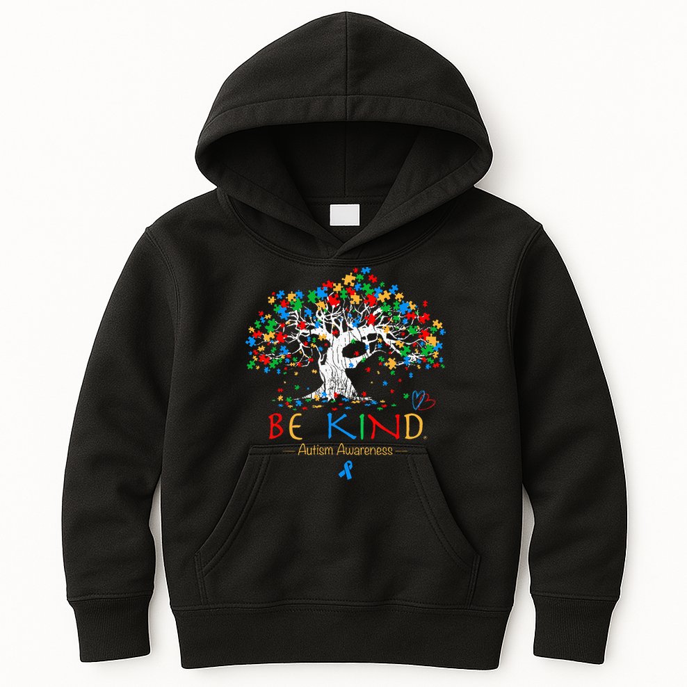Tree Of Life Autism Awareness Month Puzzle ASD Supporter Kids Hoodie