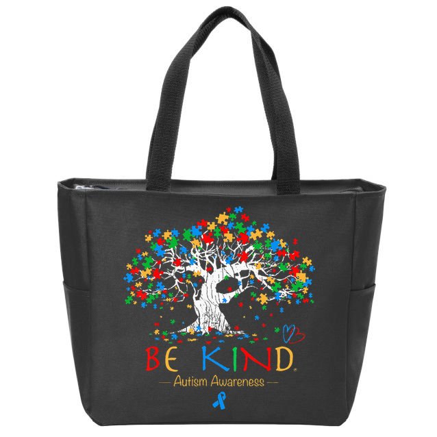 Tree Of Life Autism Awareness Month Puzzle ASD Supporter Zip Tote Bag