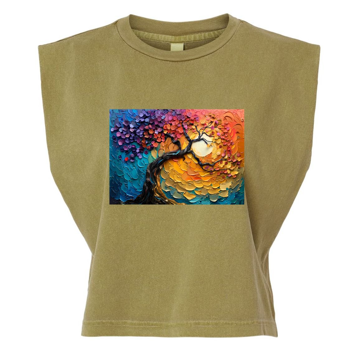 Tree Of Life Oil Painting Garment-Dyed Women's Muscle Tee
