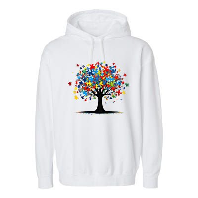 Tree Of Life Autism Awareness Day Autistic Gift Garment-Dyed Fleece Hoodie