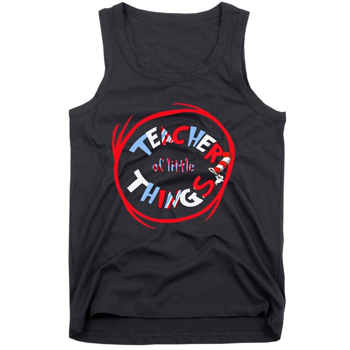 Teacher Of Little Things Gift For Teacher Cat In Hat Tank Top