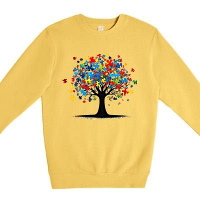 Tree Of Life Autism Awareness Day Autistic Gift Premium Crewneck Sweatshirt