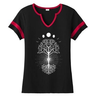 Tree Of Life Moons Phases Cool Meditation Yoga Lover Gift Ladies Halftime Notch Neck Tee