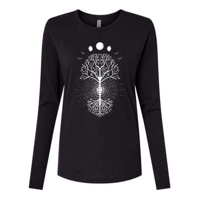 Tree Of Life Moons Phases Cool Meditation Yoga Lover Gift Womens Cotton Relaxed Long Sleeve T-Shirt