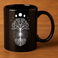Tree Of Life Moons Phases Cool Meditation Yoga Lover Gift 11oz C Handle Ceramic Mug