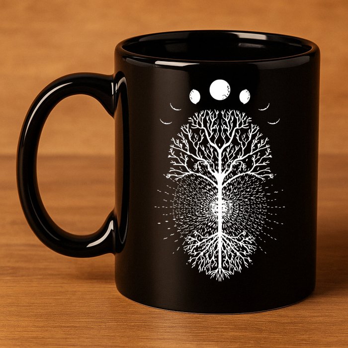 Tree Of Life Moons Phases Cool Meditation Yoga Lover Gift 11oz C Handle Ceramic Mug
