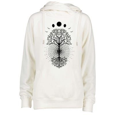 Tree Of Life Moons Phases Cool Meditation Yoga Lover Gift Womens Funnel Neck Pullover Hood