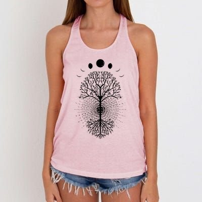 Tree Of Life Moons Phases Cool Meditation Yoga Lover Gift Women's Knotted Racerback Tank