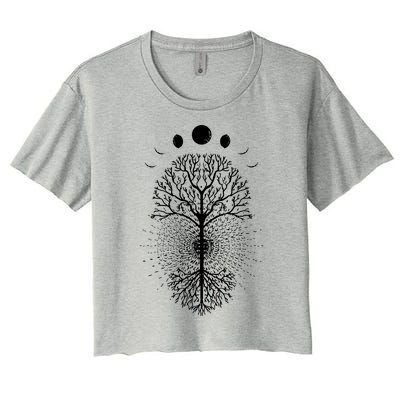 Tree Of Life Moons Phases Cool Meditation Yoga Lover Gift Women's Crop Top Tee