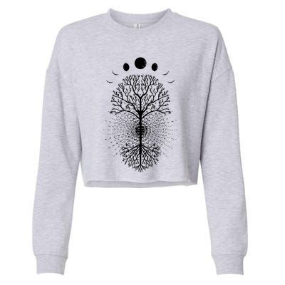 Tree Of Life Moons Phases Cool Meditation Yoga Lover Gift Cropped Pullover Crew