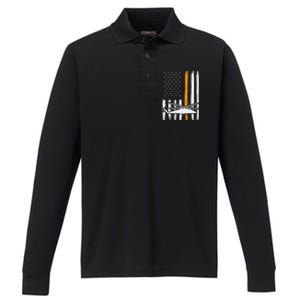 Thin Orange Line Search And Rescue Retired Coast Guard Performance Long Sleeve Polo