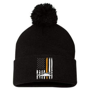 Thin Orange Line Search And Rescue Retired Coast Guard Pom Pom 12in Knit Beanie