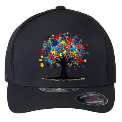 Tree Of Life Autism Awareness Day Autistic Gift Flexfit Unipanel Trucker Cap