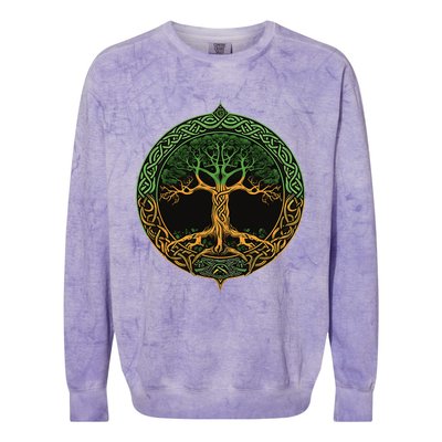 Tree Of Life Yggdrasil Colorblast Crewneck Sweatshirt