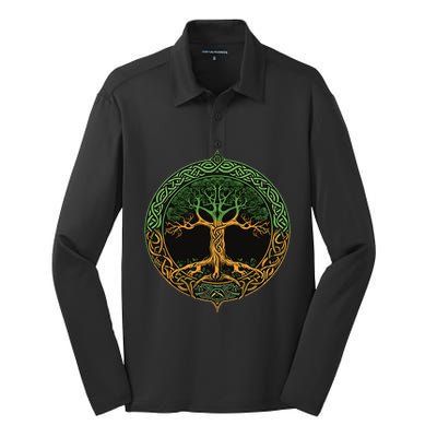 Tree Of Life Yggdrasil Silk Touch Performance Long Sleeve Polo