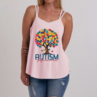 Tree Of Life Autism Awareness Month Funny Asd Supporter Gift Women's Strappy Tank