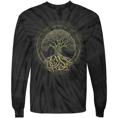 Tree Of Life Viking Midgard Thor Walhalla Tie-Dye Long Sleeve Shirt