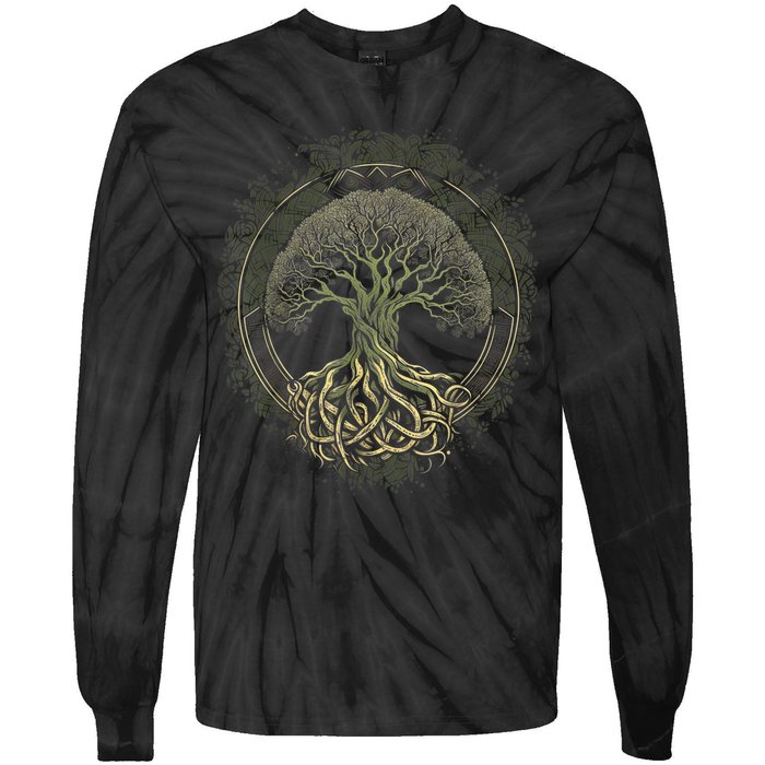 Tree Of Life Viking Midgard Thor Walhalla Tie-Dye Long Sleeve Shirt