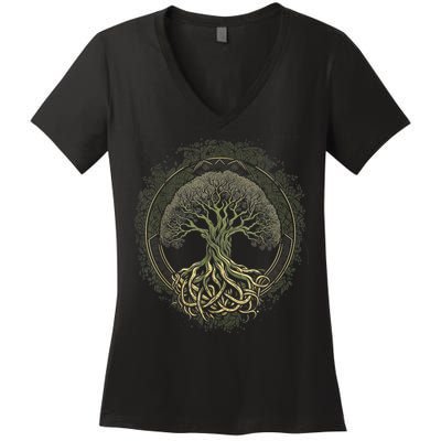 Tree Of Life Viking Midgard Thor Walhalla Women's V-Neck T-Shirt