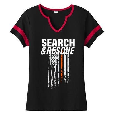 Thin Orange Line Search Rescue SAR Emergency Team Ladies Halftime Notch Neck Tee