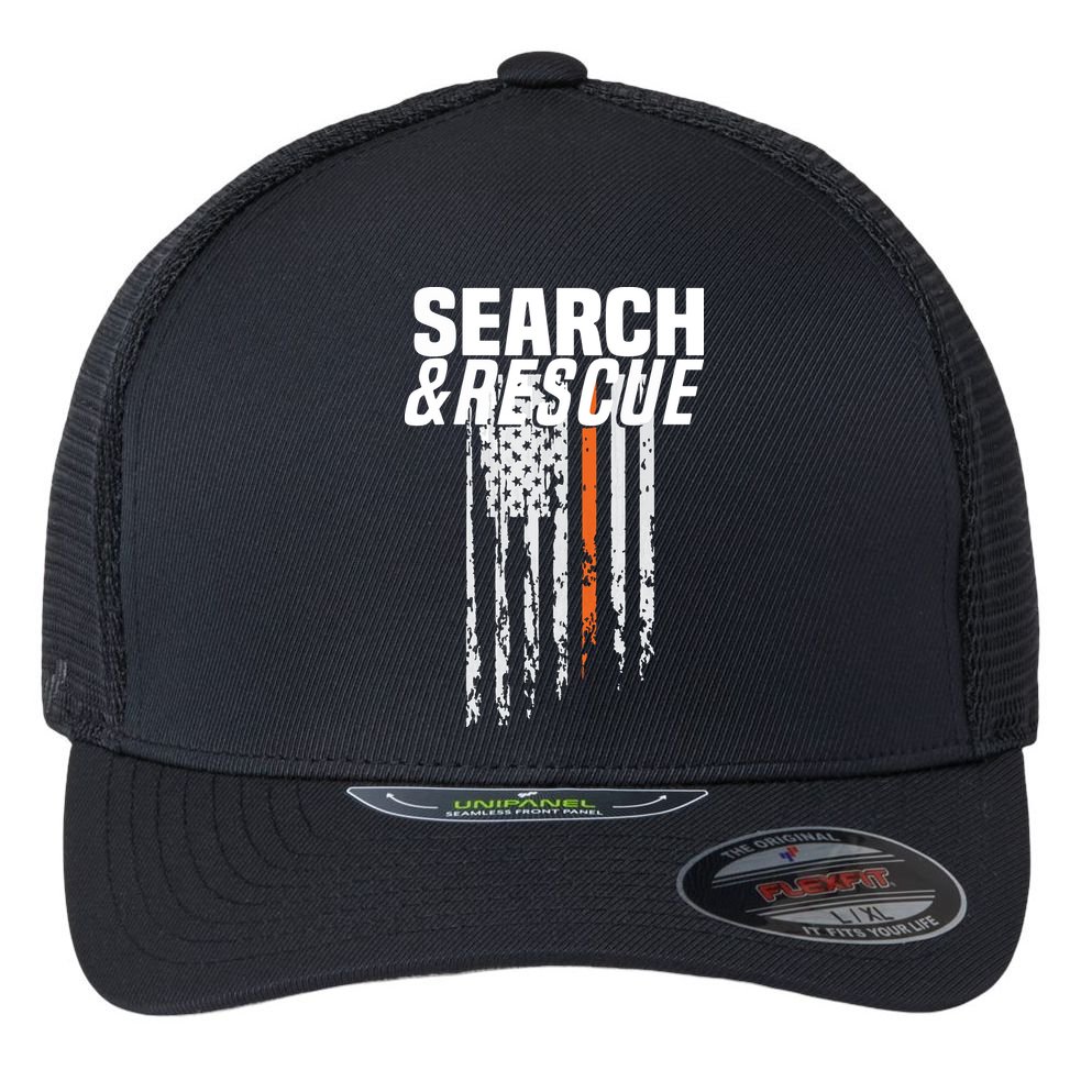 Thin Orange Line Search Rescue SAR Emergency Team Flexfit Unipanel Trucker Cap