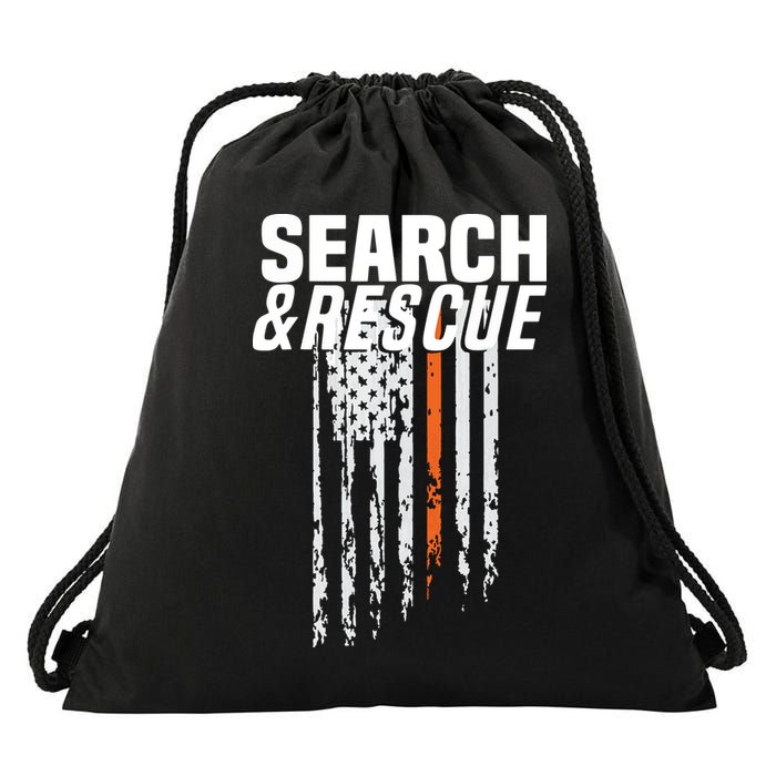 Thin Orange Line Search Rescue SAR Emergency Team Drawstring Bag