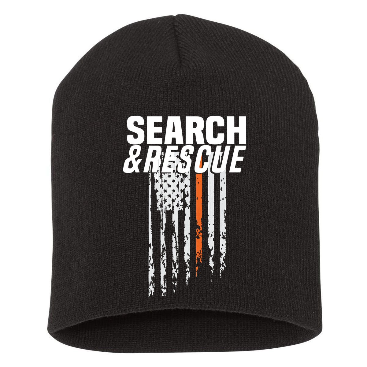 Thin Orange Line Search Rescue SAR Emergency Team Short Acrylic Beanie