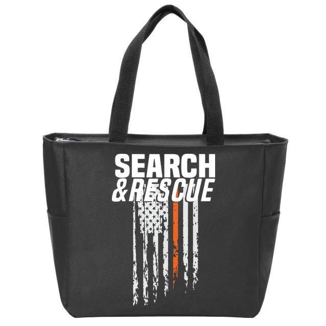 Thin Orange Line Search Rescue SAR Emergency Team Zip Tote Bag