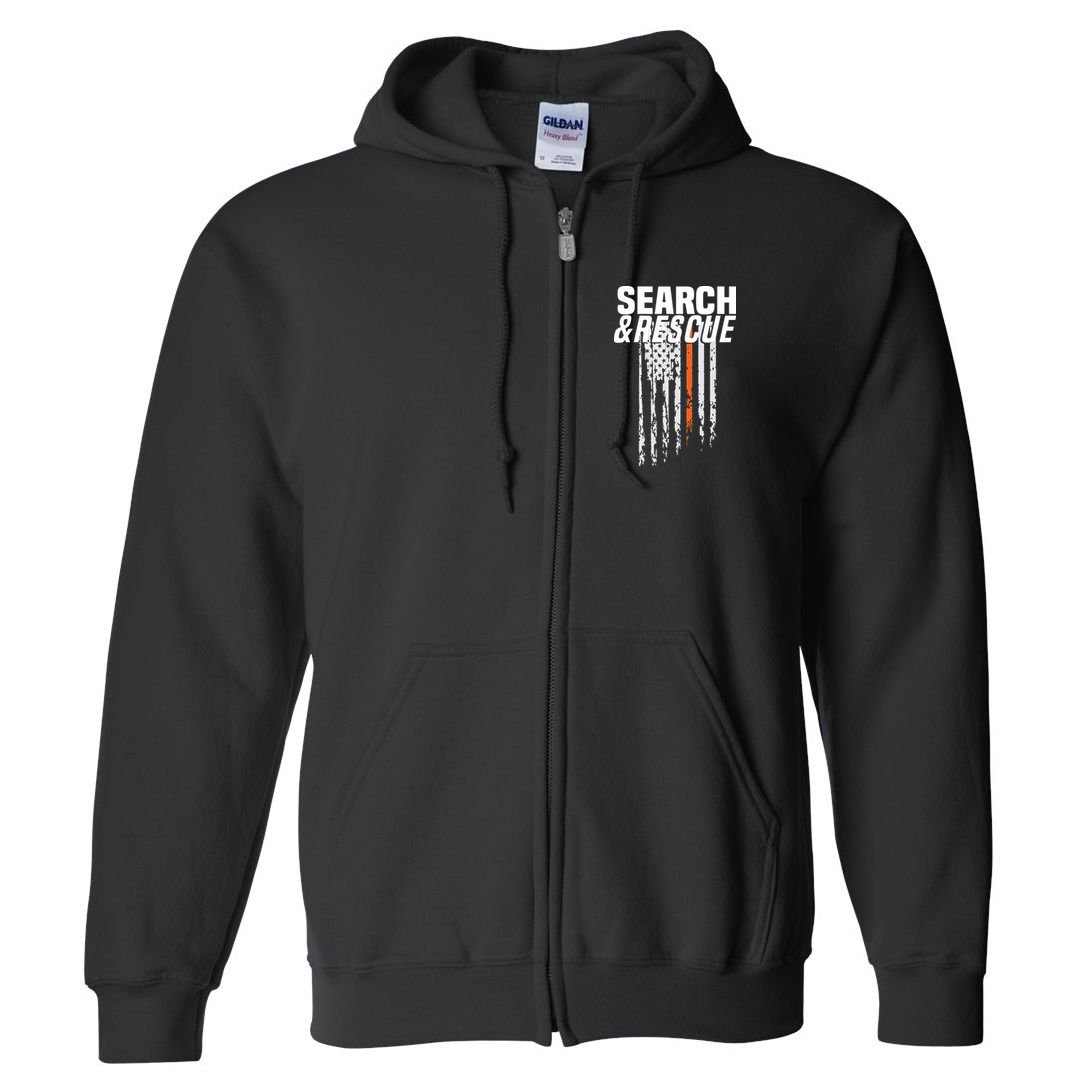 Thin Orange Line Search Rescue SAR Emergency Team Full Zip Hoodie