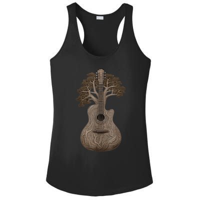 Tree Of Life Acoustic Guitar Ladies PosiCharge Competitor Racerback Tank