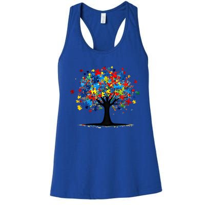 Tree Of Life Autism Awareness Day Autistic Gift Women's Racerback Tank