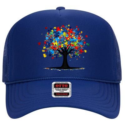 Tree Of Life Autism Awareness Day Autistic Gift High Crown Mesh Back Trucker Hat