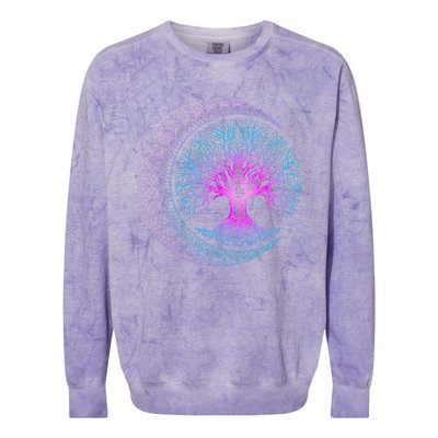 Tree Of Life Cresent Moon Phases Mandala Yoga Gift Colorblast Crewneck Sweatshirt