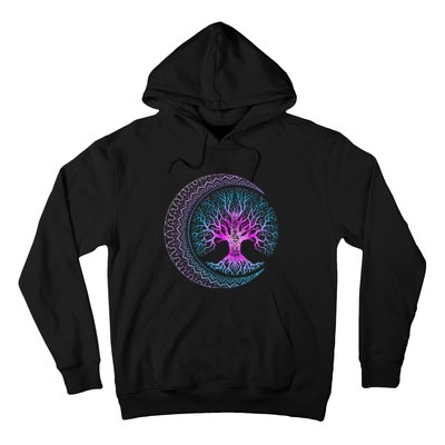 Tree Of Life Cresent Moon Phases Mandala Yoga Gift Hoodie