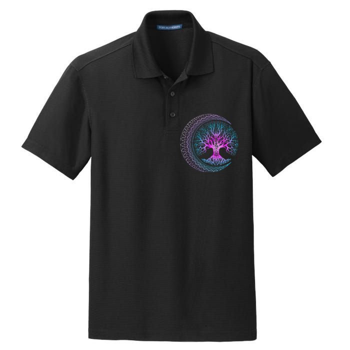 Tree Of Life Cresent Moon Phases Mandala Yoga Gift Dry Zone Grid Polo