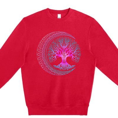 Tree Of Life Cresent Moon Phases Mandala Yoga Gift Premium Crewneck Sweatshirt