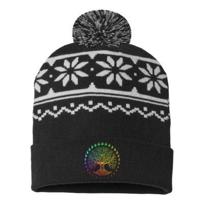 Tree Of Life Phases Of The Moon Gift USA-Made Snowflake Beanie