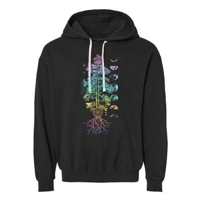 Tree Of Life Phases Of The Moon Yoga Chakra Gift Garment-Dyed Fleece Hoodie