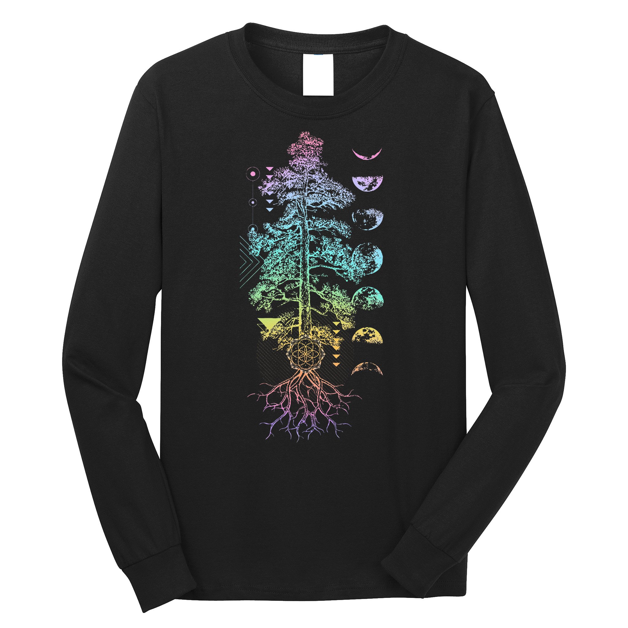 Tree Of Life Phases Of The Moon Yoga Chakra Gift Long Sleeve Shirt