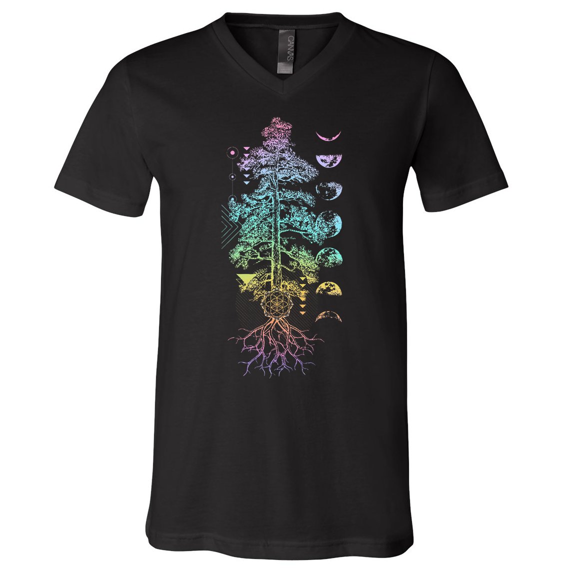 Tree Of Life Phases Of The Moon Yoga Chakra Gift V-Neck T-Shirt