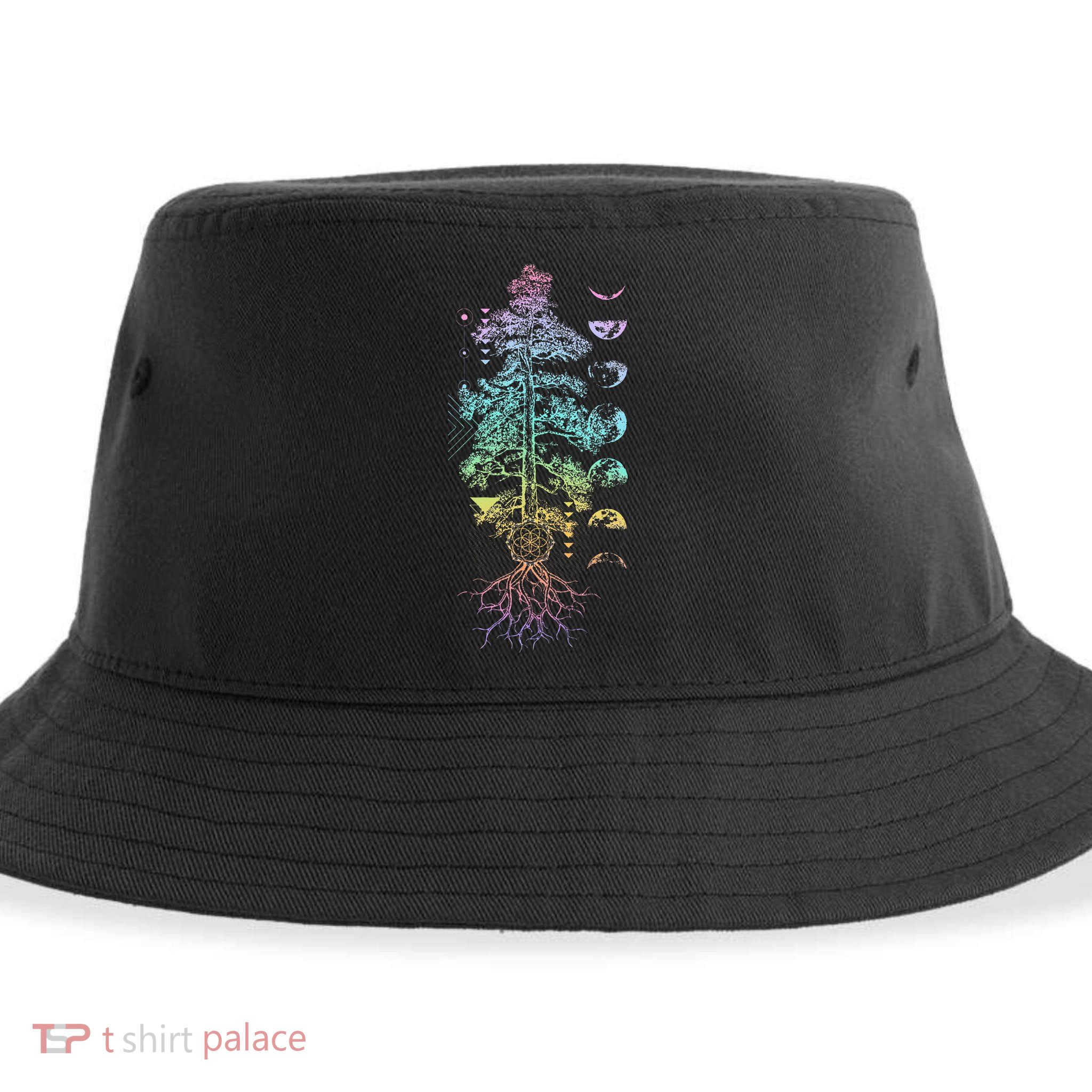 Tree Of Life Phases Of The Moon Yoga Chakra Gift Sustainable Bucket Hat