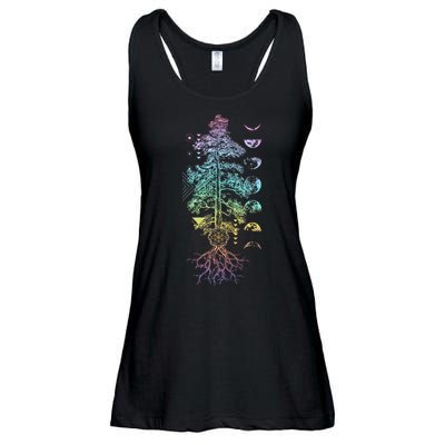 Tree Of Life Phases Of The Moon Yoga Chakra Gift Ladies Essential Flowy Tank