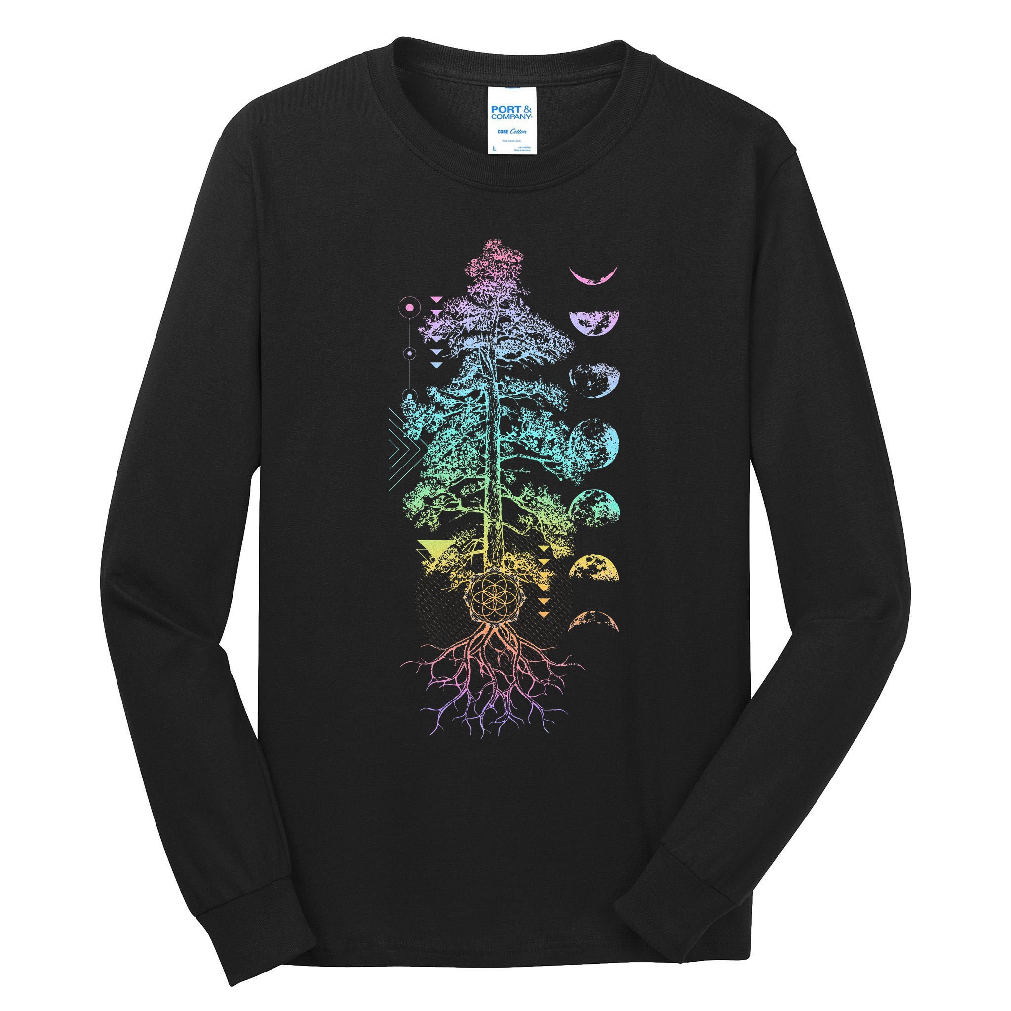 Tree Of Life Phases Of The Moon Yoga Chakra Gift Tall Long Sleeve T-Shirt
