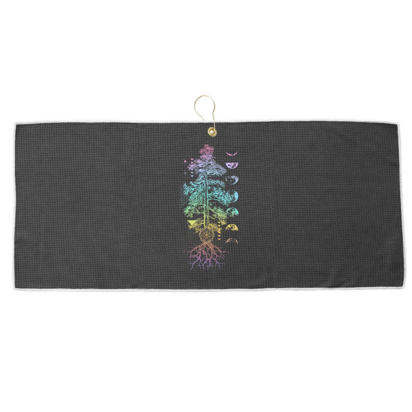 Tree Of Life Phases Of The Moon Yoga Chakra Gift Large Microfiber Waffle Golf Towel
