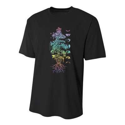 Tree Of Life Phases Of The Moon Yoga Chakra Gift Youth Performance Sprint T-Shirt