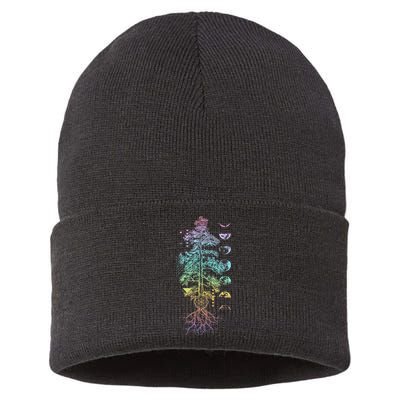 Tree Of Life Phases Of The Moon Yoga Chakra Gift Sustainable Knit Beanie