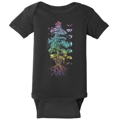 Tree Of Life Phases Of The Moon Yoga Chakra Gift Baby Bodysuit