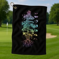Tree Of Life Phases Of The Moon Yoga Chakra Gift Golf Towel